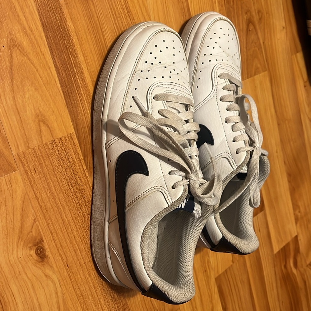 White with Black Men's Nike Court Vision Sneakers, size 7.5. - Picture 2 of 6